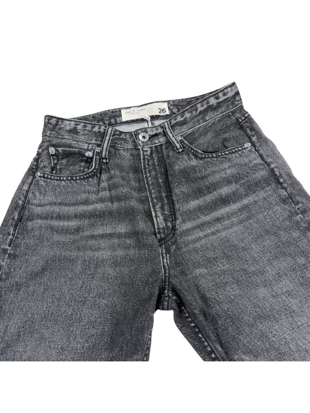Rag & Bone Miramar High Rise Relaxed Straight Pants Womens 26 Faux Jeans Gray